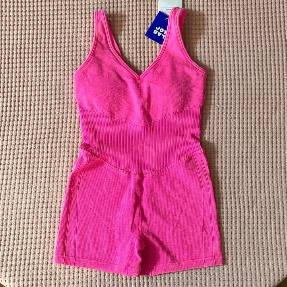 NWT Joy Lab Florescent Pink Standard Fit Bodysuit Size M